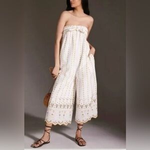 Anthropologie Eyelet Strapless jumpsuit 10T NWT